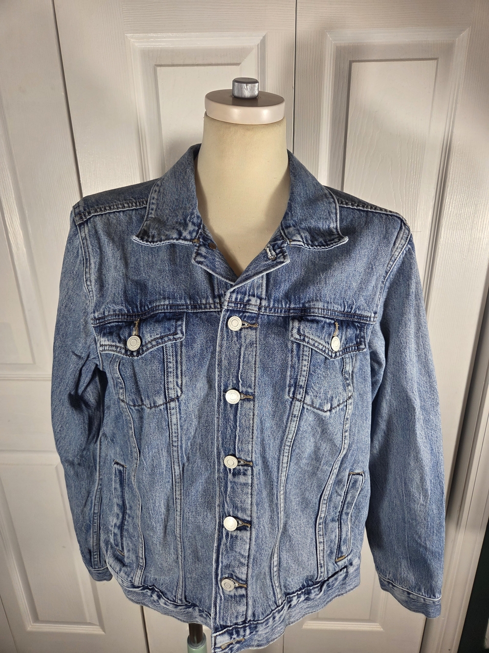 Lucky Brand Womens Denim Jacket 1X Blue Button Front Classic Trucker